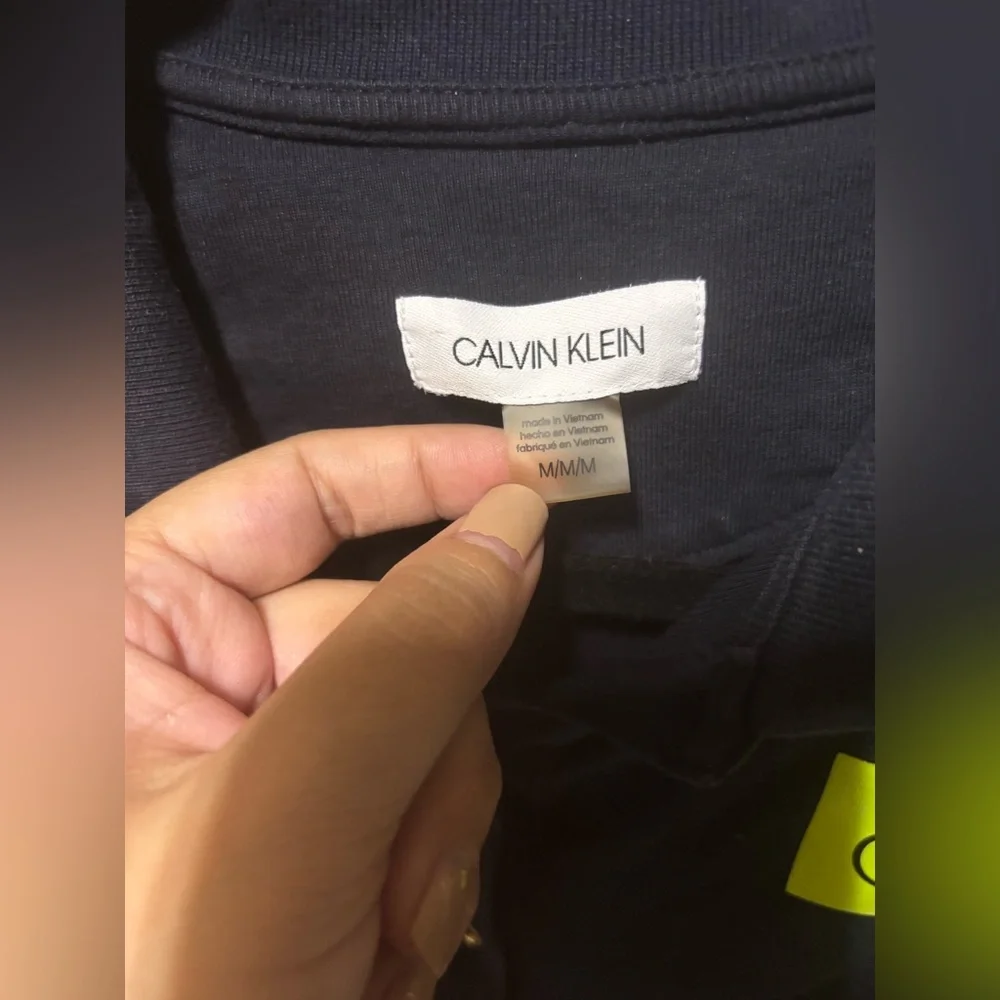 Calvin Klein Women’s Blue Polo Dress with Neon‎ Green Sz M